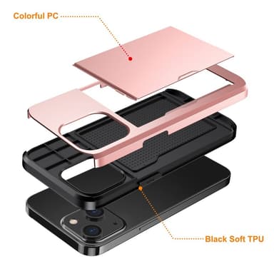 SKALO iPhone 15 Plus Armor Skal Korthållare - Roséguld