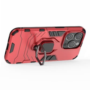 SKALO iPhone 15 Pro Max Armor Hybrid Metallring skal - Röd