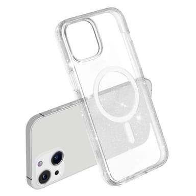 SKALO iPhone 15 Glitter Magnetring TPU Skal - Vit