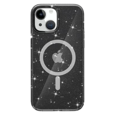 SKALO iPhone 15 Glitter Magnetring TPU Skal - Svart