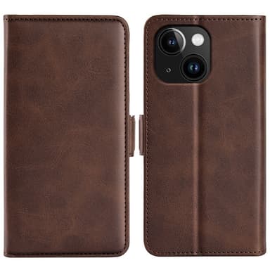 SKALO iPhone 15 Plus Premium Plånboksfodral - Brun