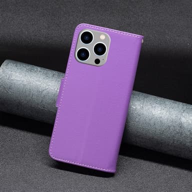 SKALO iPhone 15 Pro Max Litchi Plånboksfodral - Lila