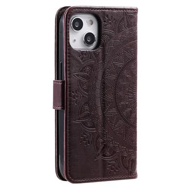 SKALO iPhone 15 Mandala Plånboksfodral - Brun
