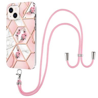 SKALO iPhone 15 Marmor Mobilhalsband Skal - Rosa