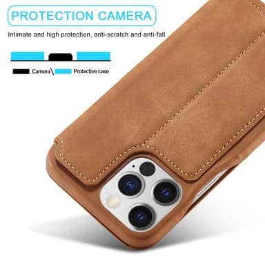 SKALO iPhone 15 Pro LC.IMEEKE Plånboksfodral i PU-Läder - Brun