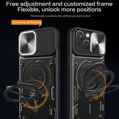 SKALO iPhone 15 Armor Hybrid Magnetring Kameraslider - Blå