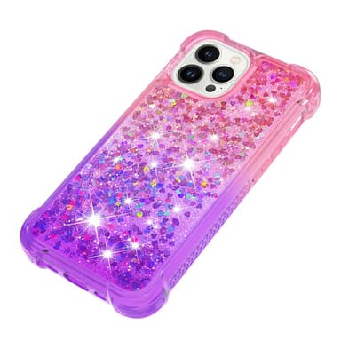 SKALO iPhone 15 Pro Max Kvicksand Glitter Hjärtan TPU-skal - Rosa-Lila