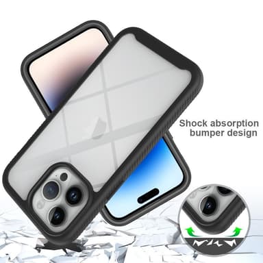 SKALO iPhone 15 Pro Max Shockproof Clear Hybrid Skal + Skärmskydd - Svart