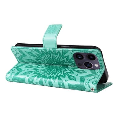 SKALO iPhone 15 Pro Max Mandala Plånboksfodral - Grön