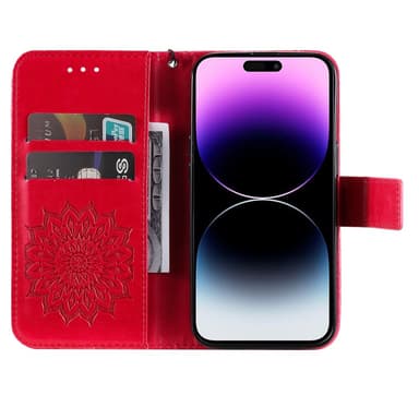 SKALO iPhone 15 Pro Max Mandala Plånboksfodral - Röd