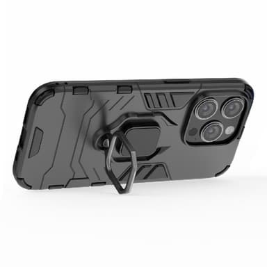 SKALO iPhone 15 Pro Max Armor Hybrid Metallring skal - Svart