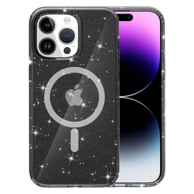 SKALO iPhone 15 Pro Max Glitter Magnetring TPU Skal - Svart