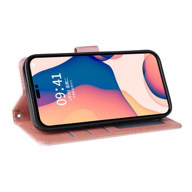 SKALO iPhone 15 Plus Plånboksfodral i PU-Läder - Roséguld