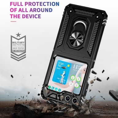 SKALO Samsung Z Flip5 Armor Hybrid Metallring skal - Svart