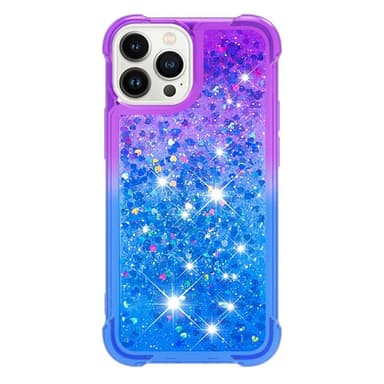 SKALO iPhone 15 Pro Max Kvicksand Glitter Hjärtan TPU-skal - Lila-Blå