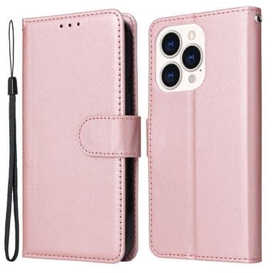 SKALO iPhone 15 Plus Plånboksfodral i PU-Läder - Roséguld