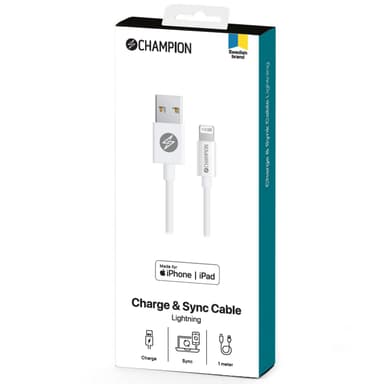 Champion USB-A till Lightning Kabel 3m Vit