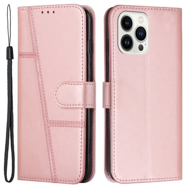 SKALO iPhone 15 Pro Embossed Triangle Plånboksfodral - Roséguld