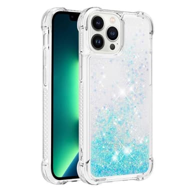 SKALO iPhone 15 Pro Kvicksand Glitter Hjärtan TPU-skal - Turkos