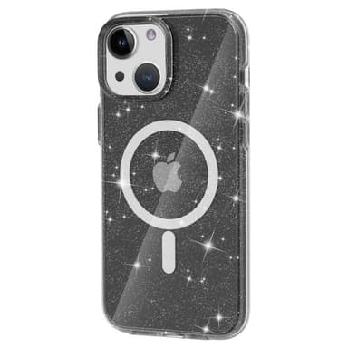 SKALO iPhone 15 Glitter Magnetring TPU Skal - Svart