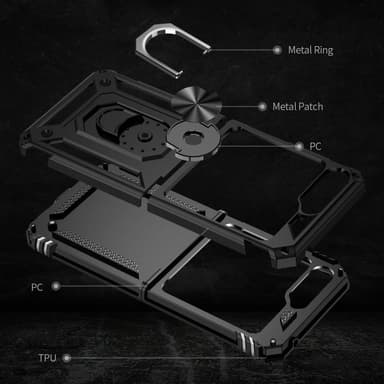 SKALO Samsung Z Flip5 Armor Hybrid Metallring skal - Röd