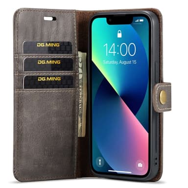 DG MING iPhone 15 2-i-1 Magnet Plånboksfodral - Grå
