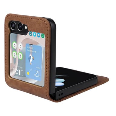 SKALO Samsung Z Flip5 PU-Läder Korthållare Skal - Brun