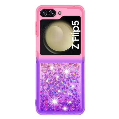 SKALO Samsung Z Flip5 Kvicksand Glitter Hjärtan TPU-skal - Rosa-Lila