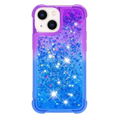 SKALO iPhone 15 Plus Kvicksand Glitter Hjärtan TPU-skal - Lila-Blå