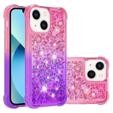 SKALO iPhone 15 Plus Kvicksand Glitter Hjärtan TPU-skal - Rosa-Lila