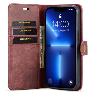 DG MING iPhone 15 Pro Max 2-i-1 Magnet Plånboksfodral - Röd