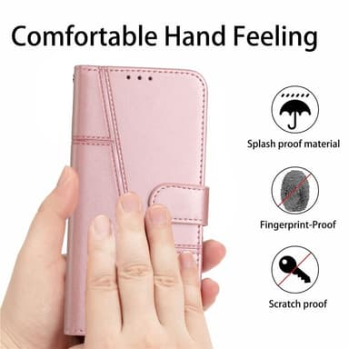 SKALO iPhone 15 Pro Embossed Triangle Plånboksfodral - Roséguld