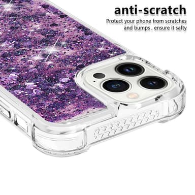 SKALO iPhone 15 Pro Kvicksand Glitter Hjärtan TPU-skal - Lila