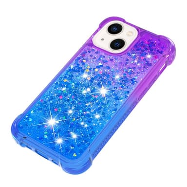 SKALO iPhone 15 Kvicksand Glitter Hjärtan TPU-skal - Lila-Blå