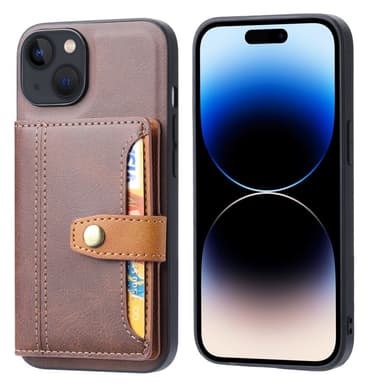 SKALO iPhone 15 PU Läder Skal med Plånbok - Brun