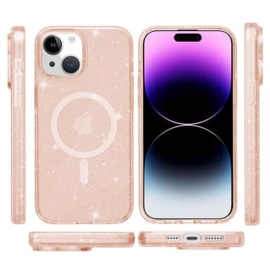 SKALO iPhone 15 Glitter Magnetring TPU Skal - Guld