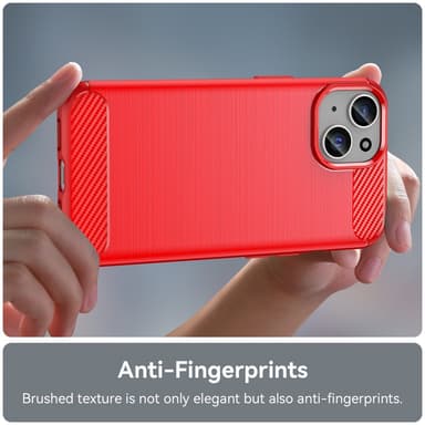 SKALO iPhone 15 Armor Carbon Stöttåligt TPU-skal - Röd