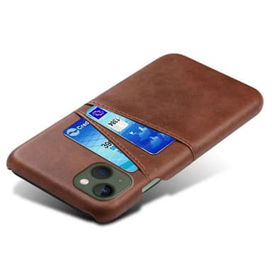 SKALO iPhone 15 PU-Läder Korthållare Skal - Brun
