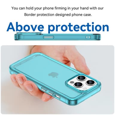 SKALO iPhone 15 Pro Transparent TPU Metalknappar Skal - Turkos