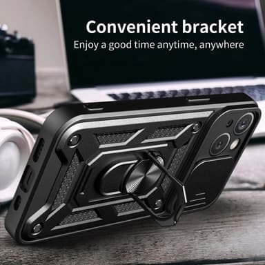 SKALO iPhone 15 Armor Hybrid Metallring Kameraslider - Blå