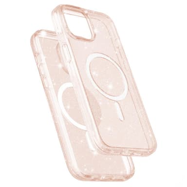 SKALO iPhone 15 Glitter Magnetring TPU Skal - Guld