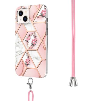SKALO iPhone 15 Marmor Mobilhalsband Skal - Rosa