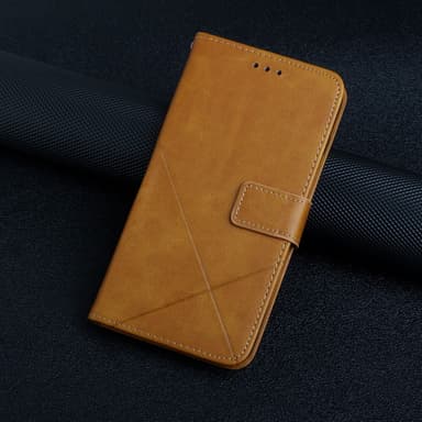 SKALO iPhone 15 Embossed Plånboksfodral i PU-Läder - Ljusbrun