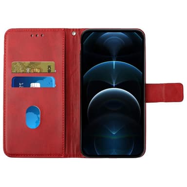 SKALO iPhone 15 Embossed Plånboksfodral i PU-Läder - Röd