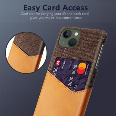 SKALO iPhone 15 Plus Premium PU-Läder Korthållare Skal - Brun