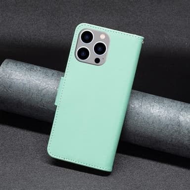 SKALO iPhone 15 Pro Max Litchi Plånboksfodral - Turkos