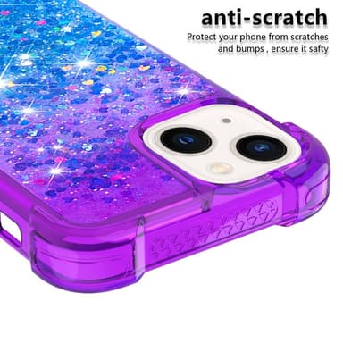 SKALO iPhone 15 Plus Kvicksand Glitter Hjärtan TPU-skal - Lila-Blå