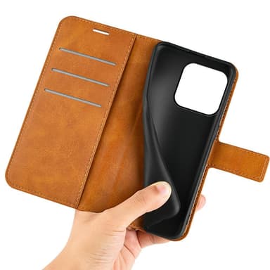 SKALO iPhone 15 Pro Max Plånboksfodral i PU-Läder - Ljusbrun