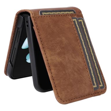 SKALO Samsung Z Flip5 PU-Läder Korthållare Skal - Brun