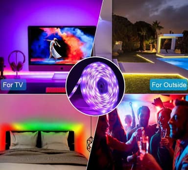 Färgskiftande LED-ljusslinga / ljuslist RGB med fjärr (2 x 5 m)